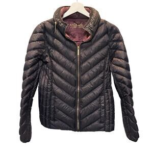 Michael Kors Jacket Womens Small Black Packable Down Fill Puffer Full Zip